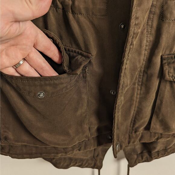 Aritzia Wilfred Free Brown Lightweight Lyocell Hooded Utility Jacket‎ Sz Small - Picture 5 of 10